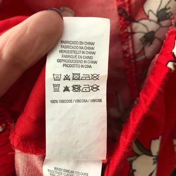 Primark Red Floral Rayon Shorts Tie Waist 6 - Picture 10 of 12